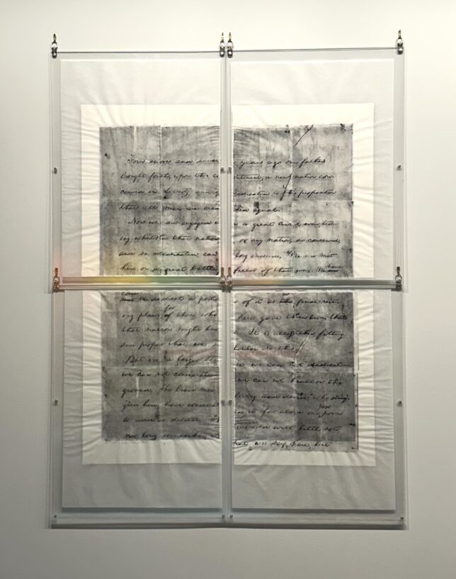 photo of lithograph by julie cowan in the Dedicated to the Proposition exhibit.