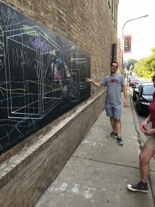 solid print pop-up mural
