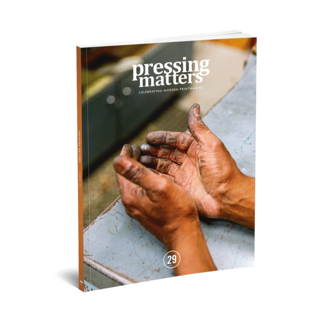 small animation showing the cover and inside spreads of the Pressing Matters Magazing, issue 29