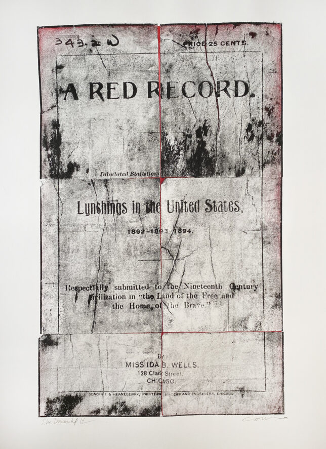 She Documented It, a lithograph based on the cover of "A Red Record" by Ida B. Wells. 