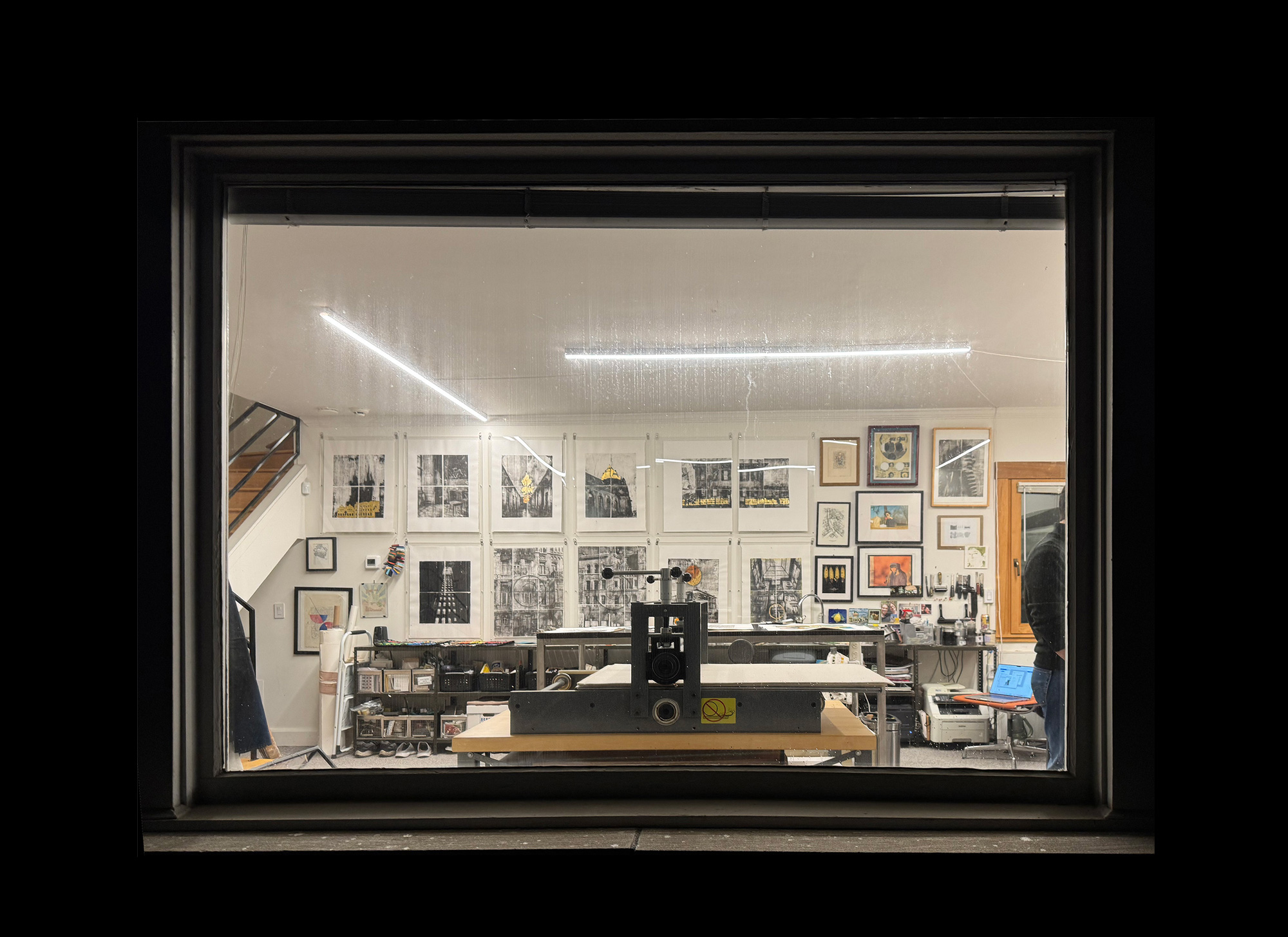 photo of the studio of artist Julie Cowan in Evanston